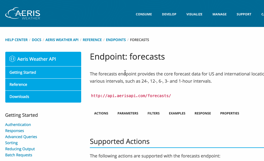 Aeris Weather forecasts resource