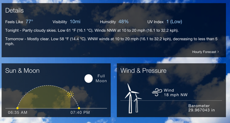 Sample weather interface