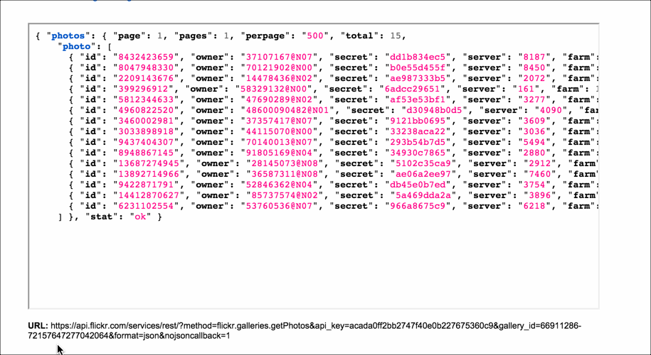 Flickr gallery response