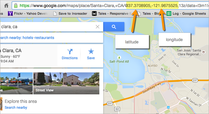 Finding latitude and longitude on Google Maps