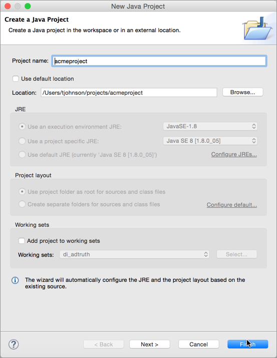 Import existing Java project