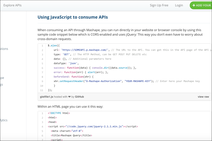 Consuming a REST API through JavaScript