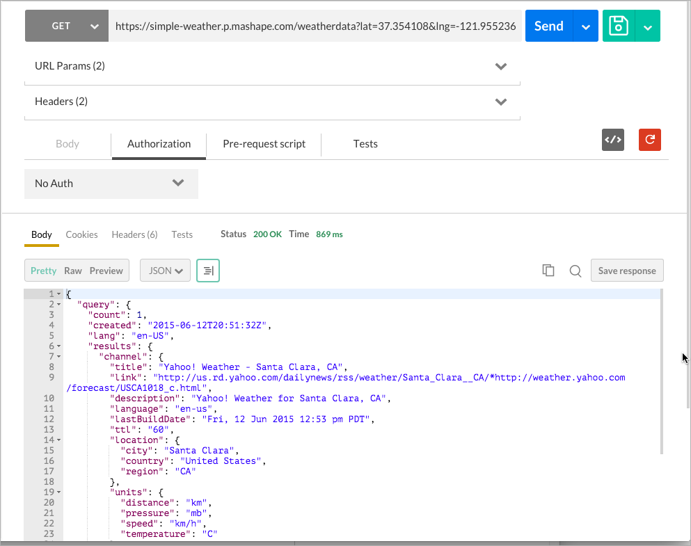 JSON response