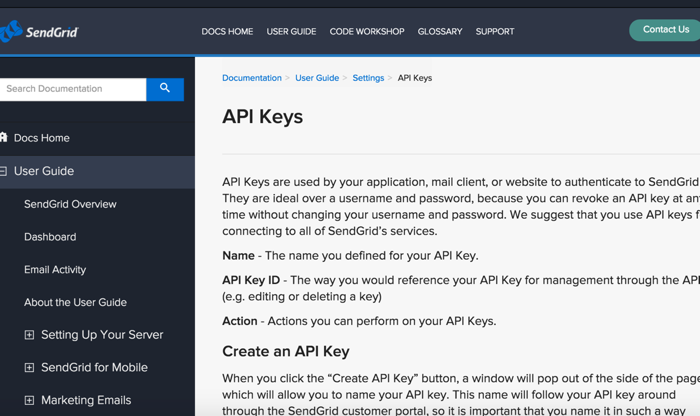 SendGrid API Keys