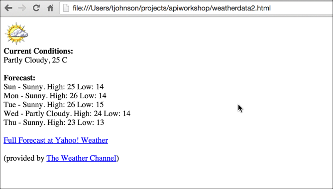 Printing JSON to the page