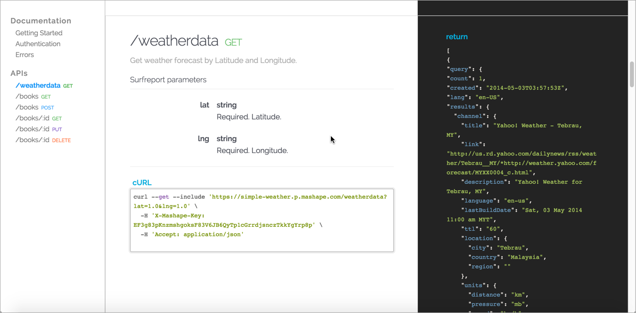 CloudCannon Weatherdata endpoint