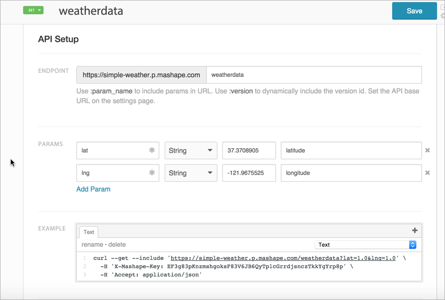 Inputting weatherdata into readme.io